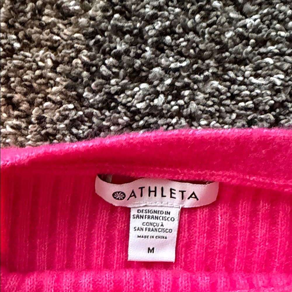 Athleta Hot Pink Ribbed Scoop-Neck Sweater - Picture 2 of 6